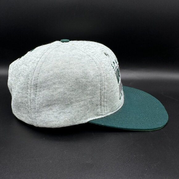 VINTAGE MICHIGAN STATE SPARTANS Gray / Green Spellout Snapback Hat Made In USA - Picture 4 of 9